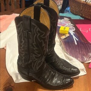 Vintage Justin Sz 8.5 EE Men's Black Leather Western Boots GUC
